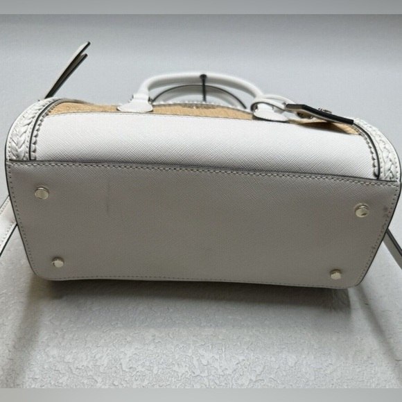EUC Kate Spade Reiley Straw Dorm White and Tan Satchel with Structured Design - Picture 2 of 6
